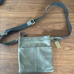 Coach Gray Crossbody Bag with Metallic Finish